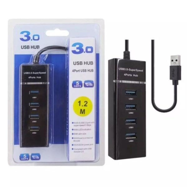 USB HUB 3.0, 4 Port USB Hub -BLACK