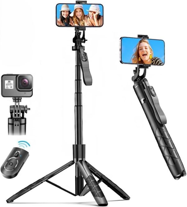 {K-28}Long Video Stand Cum Selfie Stick Tripod with Remote – 360° Rotation Phone Stand with Wireless Remote Con - Image 4